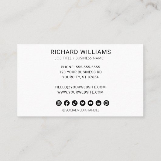 Moderne minimalistische aangepaste Icons voor soci Visitekaartje (Achterkant)