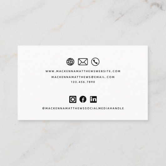 Moderne minimalistische aangepaste Icons voor soci Visitekaartje (Achterkant)