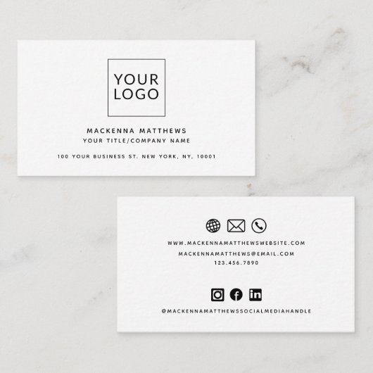 Moderne minimalistische aangepaste Icons voor soci Visitekaartje (Voorkant / Achterkant)