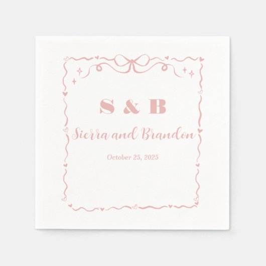 Moderne minimalistische aangepaste lint bruiloft s servet (Voorkant)