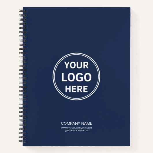 Moderne Minimalistische Aangepaste Logo Marineblau Notitieboek (Voorkant)