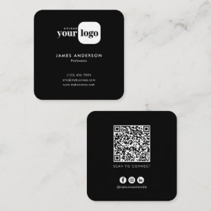 Moderne Minimalistische Aangepaste Logo QR-code Vierkante Visitekaartje