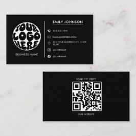 Moderne Minimalistische Aangepaste Naam Logo Zwart Visitekaartje