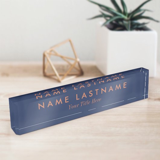 Moderne Minimalistische Aangepaste Navy Blauwe Bur Naambordje