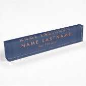 Moderne Minimalistische Aangepaste Navy Blauwe Bur Naambordje