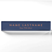 Moderne Minimalistische Aangepaste Navy Blauwe Bur Naambordje (Voorkant)