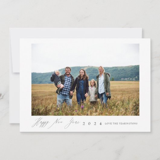 Moderne minimalistische aangepaste nieuwjaarsfotok kaart (Voorkant)