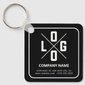 Moderne Minimalistische Aangepaste QR-code Logo Sleutelhanger (Voorkant)