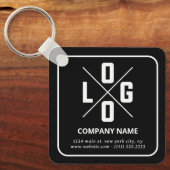 Moderne Minimalistische Aangepaste QR-code Logo Sleutelhanger (Voorkant)