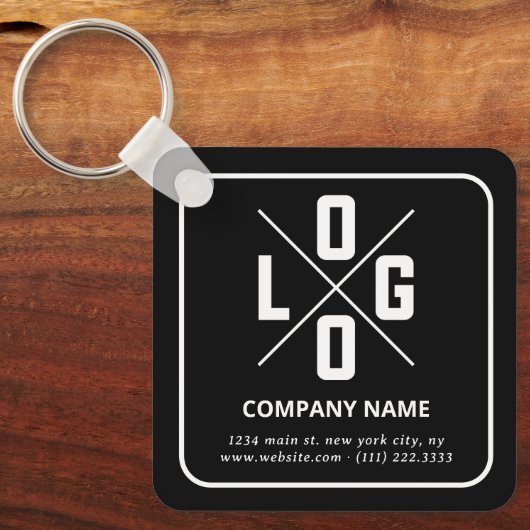 Moderne Minimalistische Aangepaste QR-code Logo Sleutelhanger (Voorkant)