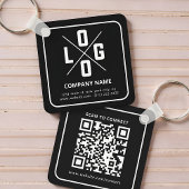 Moderne Minimalistische Aangepaste QR-code Logo Sleutelhanger