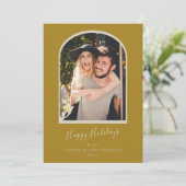 Moderne, minimalistische aangepaste schacht - Geel Feestdagenkaart (Staand voorkant)