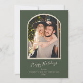 Moderne, minimalistische aangepaste schacht groen feestdagenkaart (Voorkant)