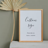 Moderne minimalistische aangepaste teken trouwtafe poster