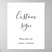 Moderne minimalistische aangepaste teken trouwtafe poster (Voorkant)