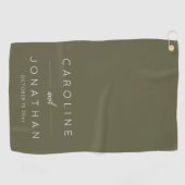 Moderne Minimalistische Aangepaste Trouwnamen Olij Golfhanddoek (Horizontaal)