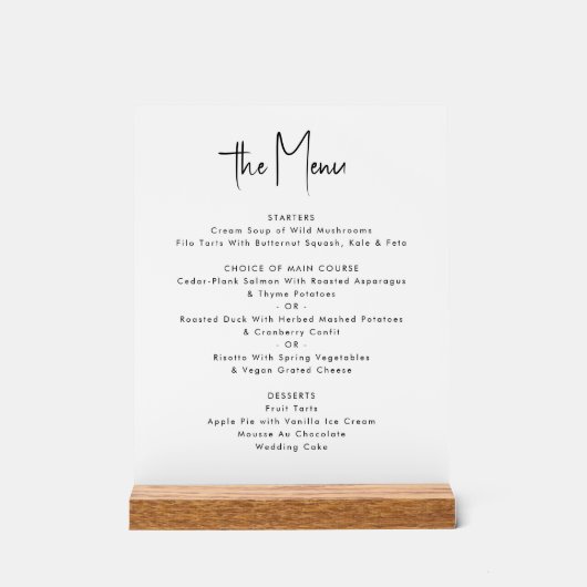 Moderne minimalistische aangepaste witte bruiloft  acryl bord (Voorkant)