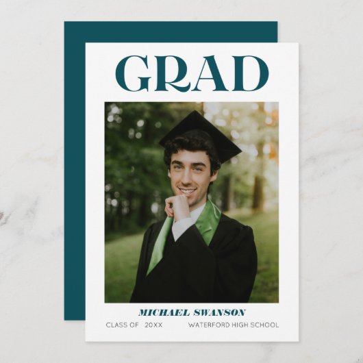 Moderne minimalistische aankondiging Afstudeerder  (Voorkant / Achterkant)