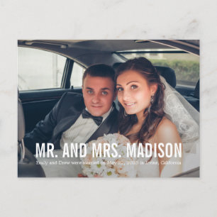 Moderne minimalistische aankondiging van huwelijk briefkaart