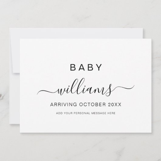 Moderne minimalistische aankondiging van zwangersc (Achterkant)