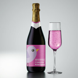 Moderne Minimalistische Aanpasbare Paarse Sparkling Wijnetiket