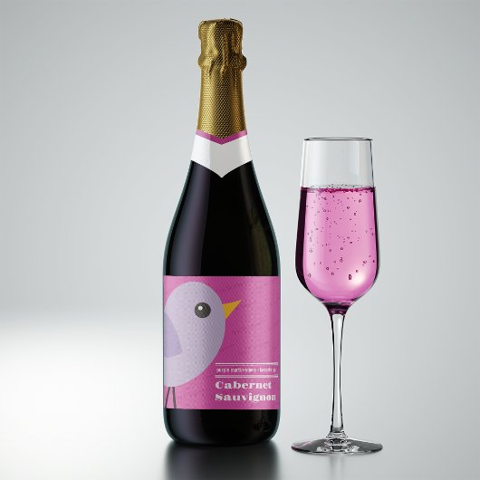 Moderne Minimalistische Aanpasbare Paarse Sparkling Wijnetiket