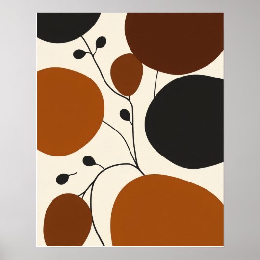 Moderne Minimalistische Aardse Abstracte Silhouet Poster (Voorkant)