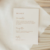 Moderne minimalistische aardse bruiloft details informatiekaartje