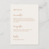 Moderne minimalistische aardse bruiloft details informatiekaartje (Voorkant)