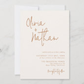 Moderne minimalistische aardse bruiloft kaart (Voorkant)