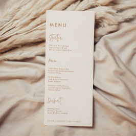 Moderne minimalistische aardse bruiloft menu