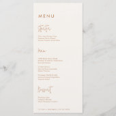 Moderne minimalistische aardse bruiloft menu (Voorkant)