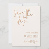 Moderne minimalistische aardse trouwfoto save the date (Achterkant)