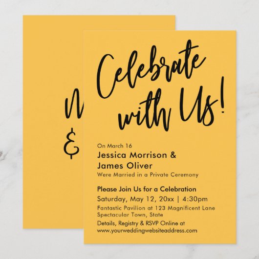 Moderne Minimalistische Abrikoos Vier Ons! Kaart (Voorkant / Achterkant)