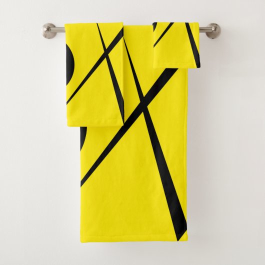 Moderne minimalistische Abstracte Art Yellow Black Bad Handdoek (Insitu)