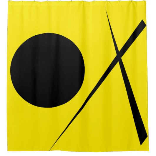 Moderne minimalistische Abstracte Art Yellow Black Douchegordijn (Voorkant)