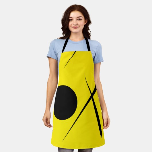 Moderne minimalistische Abstracte Art Yellow Black Schort (Gedragen)