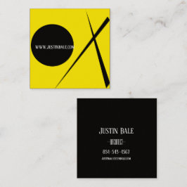 Moderne minimalistische Abstracte Art Yellow Black Vierkante Visitekaartje