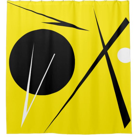Moderne minimalistische Abstracte Art Yellow White Douchegordijn (Voorkant)