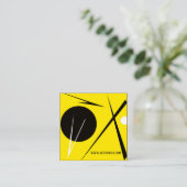 Moderne minimalistische Abstracte Art Yellow White Vierkante Visitekaartje (Staand voorkant)