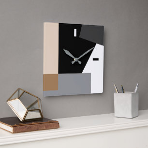 Moderne Minimalistische Abstracte Blokken Kunstpat Vierkante Klok