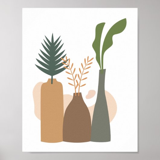 Moderne minimalistische abstracte botanische lijnk poster (Voorkant)
