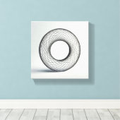 Moderne Minimalistische Abstracte Draadframe Kubus Canvas Afdruk (Insitu (Houten vloer))