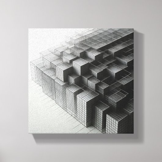 Moderne Minimalistische Abstracte Draadframe Kubus Canvas Afdruk (Voorkant)