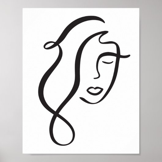Moderne minimalistische Abstracte Face Line Art te Poster (Voorkant)