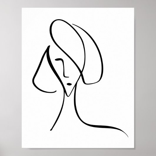 Moderne minimalistische Abstracte Face Line Art te Poster (Voorkant)