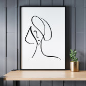 Moderne minimalistische Abstracte Face Line Art te Poster