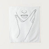 Moderne minimalistische Abstracte Face Line Art te Wandkleed (Voorkant)