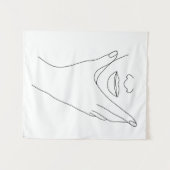 Moderne minimalistische Abstracte Face Line Art te Wandkleed (Voorkant (horizontaal))