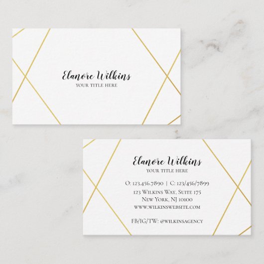 Moderne minimalistische Abstracte Faux Gold Profes Visitekaartje (Voorkant / Achterkant)